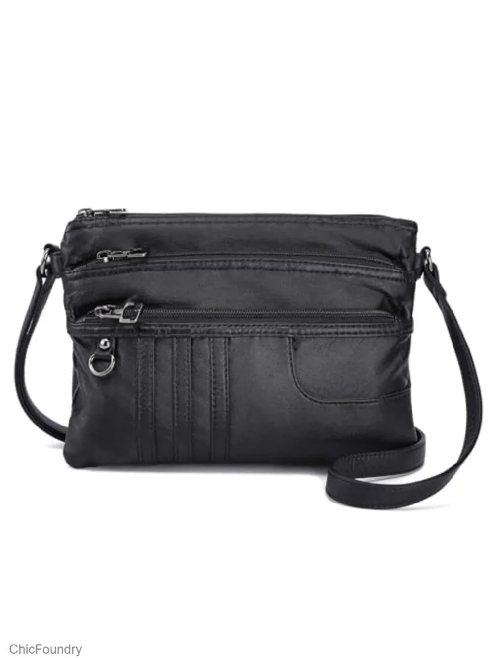 Small Crossbody Purse with Multiple Zipper Pockets Vegan Leather Everyday